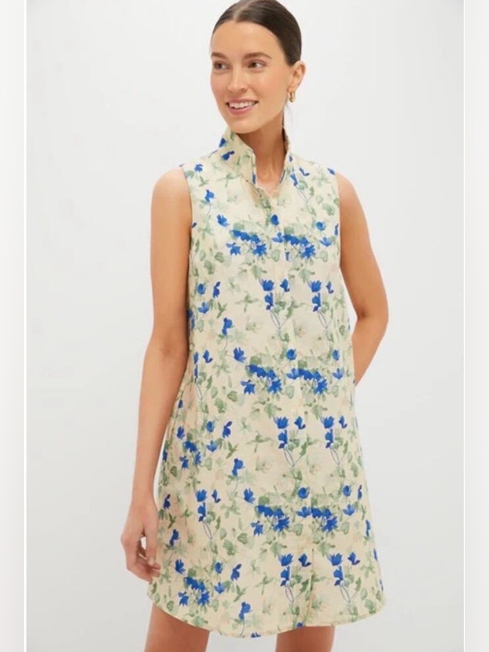Tuckernuck Bellflower Blooms Charlie Dress Linen Cotton Floral A-Line 3XL